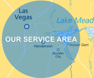 Map highlighting service areas: Henderson, Las Vegas, and Boulder City